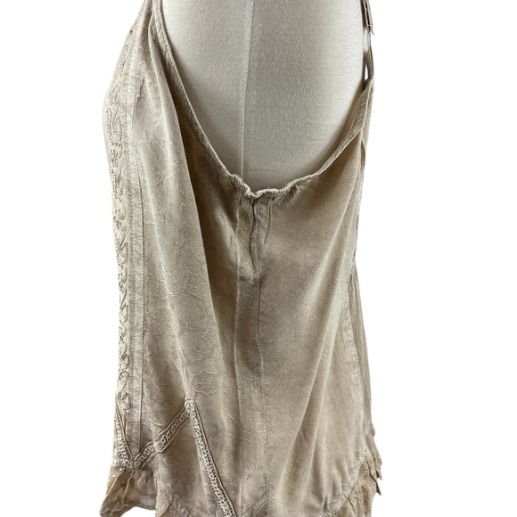 Cute Options Boho Cottagecore Tan Embroidered Tank/Camisole top, Size M - NWT - Picture 3 of 8